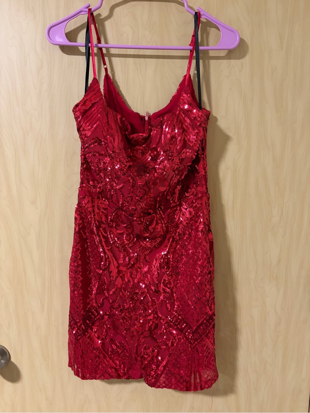 B Darlin Red Sequin Spaghetti-Strap Mini Dress
